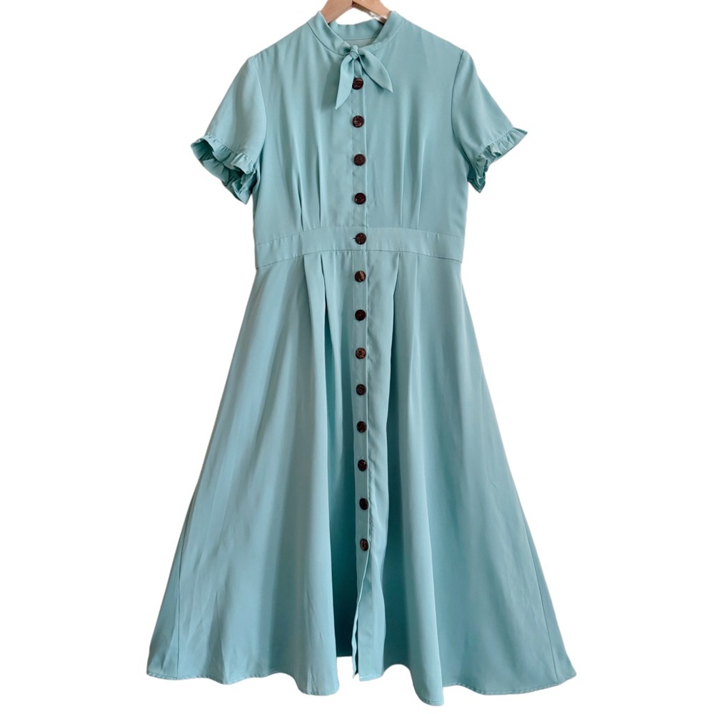 Ivy City Co Light Blue Button-Up Dress
